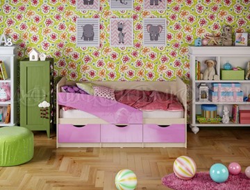 Кровать детская Бабочки 800*1600, Сиреневый глянец в Архангельске