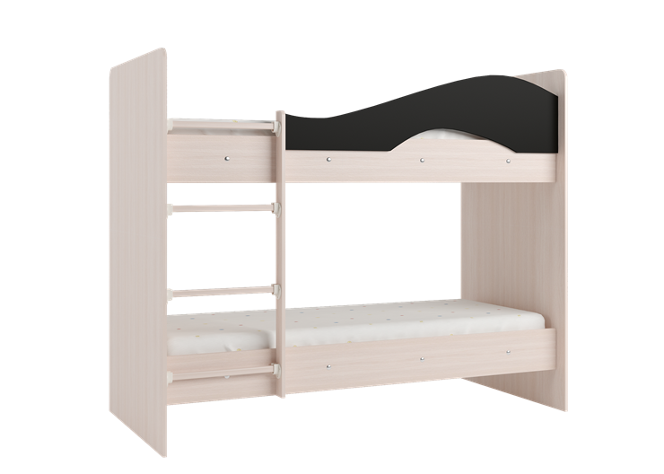 Детская  двухъярусная кровать Мая с 2 ящиками на щитах, корпус Млечный дуб, фасад Венге в Архангельске - изображение 3