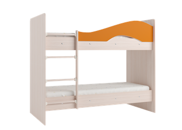 Двухэтажная кровать Мая с 2 ящиками на щитах, корпус Млечный дуб, фасад Оранжевый в Архангельске - предосмотр 2