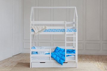 Детская 2-этажная кровать Домик с ящиками, цвет белый в Архангельске