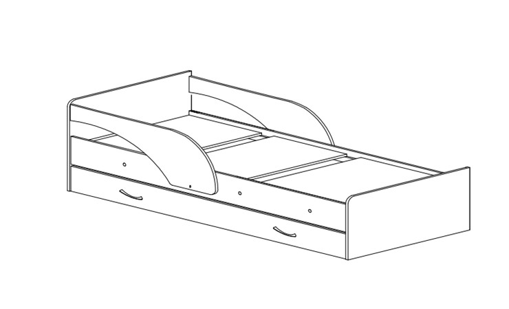 Кровать с ящиками Максимка, корпус Млечный дуб, фасад Оранжевый в Архангельске - изображение 1