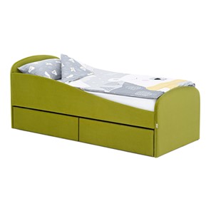 Мягкая кровать с ящиками Letmo 190х80 оливковый (велюр) в Архангельске
