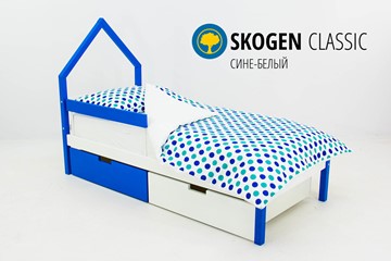 Кровать-домик в детскую мини Skogen сине-белый в Архангельске