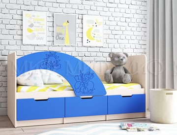 Детская кровать с бортиками Юниор-3, синий матовый в Архангельске