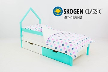 Кровать-домик детская мини Skogen белый-мятный в Архангельске