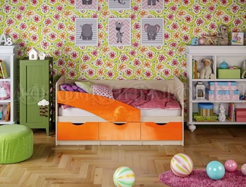 Детская кровать Бабочки 800*1600, Оранжевый глянец в Архангельске