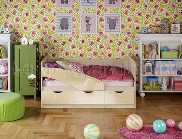 Кровать в детскую Бабочки 800*1800, Ваниль глянец в Архангельске