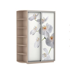Шкаф Экспресс 1700x600x2200, со стеллажом, Орхидея белая/дуб молочный в Архангельске - предосмотр