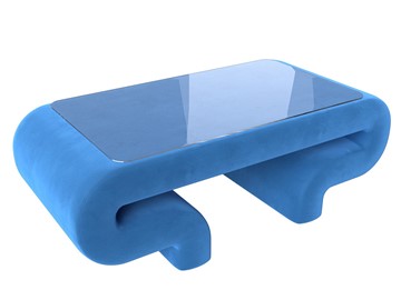 Стеклянный столик Волна, голубой (велюр) в Архангельске