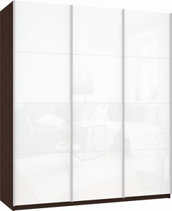 Шкаф 3-х дверный Прайм (3 Белое стекло) 2100x570x2300, венге в Архангельске
