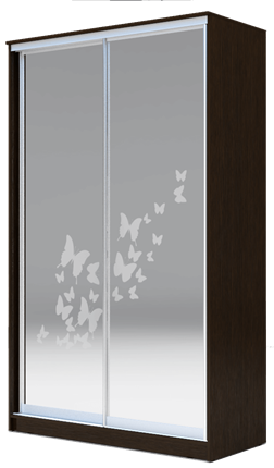 Шкаф двухдверный 2300х1362х620 два зеркала, "Бабочки" ХИТ 23-14-66-05 Венге Аруба в Архангельске - изображение