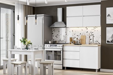 Готовый кухонный гарнитур Токио 1200, белый текстурный/белый текстурный/тростник в Архангельске