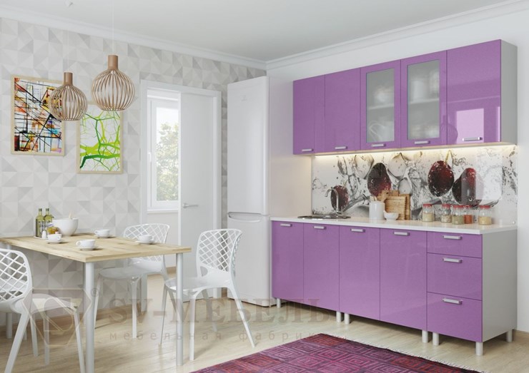 Гарнитур на кухню Модерн, фиолетовый металлик в Архангельске - изображение