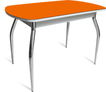 Кухонный раскладной стол ПГ-07 СТ1 белое/оранжевое/35 хром фигурные гнутые в Архангельске