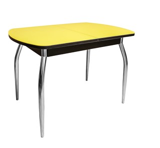 Кухонный стол раскладной ПГ-01 СТ2, венге/желтое стекло/35 хром гнутые металл в Архангельске