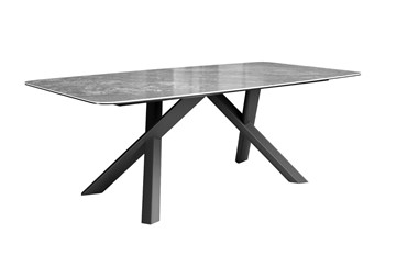 Керамический обеденный стол DikLine KS220 керамика Monsoon (серый глянец JA688) / опоры черные в Архангельске