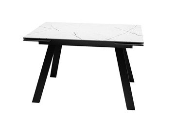Керамический обеденный стол DikLine DKL140 Керамика Белый мрамор/опоры черные (2 уп.) в Архангельске