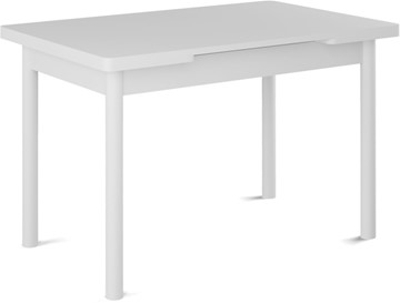 Кухонный раскладной стол Кубика Милан-1 EVO, ноги металлические белые, белый цемент в Архангельске