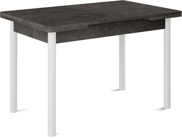 Кухонный стол раскладной Кубика Милан-1 EVO, ноги металлические белые, серый камень в Архангельске