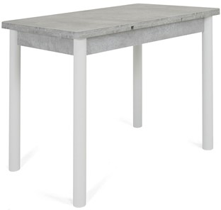 Кухонный раздвижной стол Кубика Милан-1 EVO, ноги металлические белые, светлый цемент в Архангельске