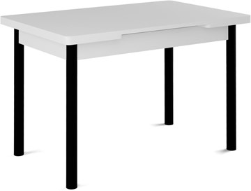 Кухонный стол раздвижной Милан-1 EVO, ноги металлические черные, белый цемент в Архангельске