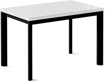 Кухонный стол раздвижной Кубика Нагано-3G (ноги черные, стекло cristal/белый цемент) в Архангельске