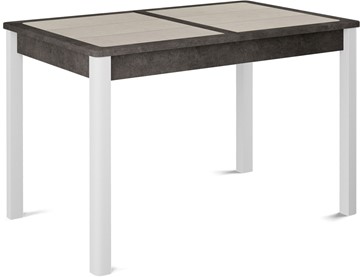 Кухонный стол раздвижной Ницца-1 ПЛ (ноги белые, плитка бежевая/серый камень) в Архангельске