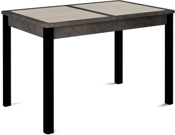Кухонный раскладной стол Ницца-2 ПЛ (ноги черные, плитка бежевая/серый камень) в Архангельске
