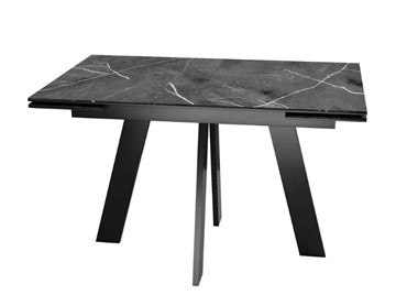 Обеденный раздвижной стол SKM 120, керамика черный мрамор/подстолье черное/ножки черные в Архангельске