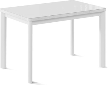 Кухонный стол раскладной Токио-1G (ноги металлические белые, cтекло cristal/белый цемент) в Архангельске