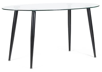 Стеклянный обеденный стол KASSEL (mod. DT333) металл/закаленное стекло (10 мм), 150х90х75см, черный в Архангельске