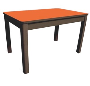 Кухонный обеденный стол Айсберг-06 СТ1, венге ЛДСП/стекло оранжевое/42 прямые массив венге в Архангельске