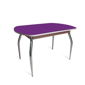 Обеденный стол ПГ-04 СТ2, дуб молочный/фиолетовое стекло/35 хром гнутые металл в Архангельске