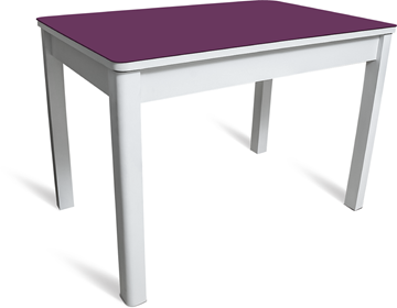 Обеденный раздвижной стол Айсберг мини СТ2, белое ЛДСП/фиолетовое стекло/40 массив белый в Архангельске