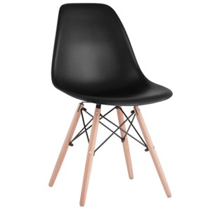 Обеденный стул BRABIX "Eames CF-010", пластик черный, опоры дерево/металл, 532631, 2033A в Архангельске