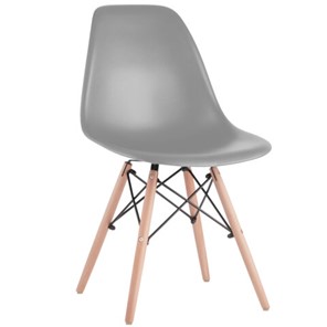 Обеденный стул BRABIX "Eames CF-010", пластик серый, опоры дерево/металл, 532632, 2033A в Архангельске