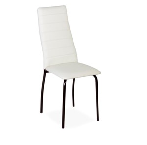 Обеденный стул Волна, прошивка горизонтально, каркас металл коричневый, экотекс белый в Архангельске