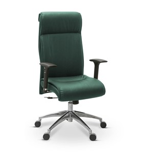 Кресло офисное Dark (подлокотники 3D) натуральная кожа с компаньоном / зеленая NL30 в Архангельске
