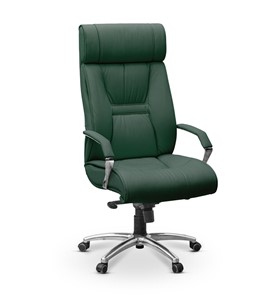 Офисное кресло Олимп X (подлокотники хром) натуральная кожа с компаньоном / зеленая NL30 в Архангельске