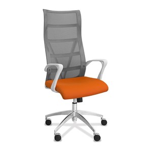 Офисное кресло для руководителя Топ X белый каркас, сетка/ткань TW / серая/оранжевая в Архангельске