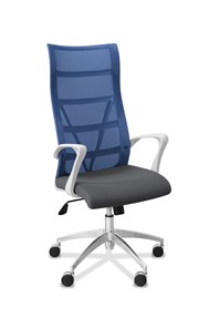 Кресло для руководителя Топ X белый каркас, сетка/ткань Bahama / синяя/серая в Архангельске