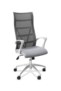 Кресло в офис Топ X белый каркас, сетка/ткань TW / серая/ серая в Архангельске