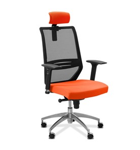 Кресло для руководителя Aero lux с подголовником, сетка/ткань TW / черная/ оранжевая в Архангельске