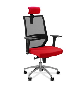 Офисное кресло для руководителя Aero lux с подголовником, сетка/ткань TW / черная/красная в Архангельске