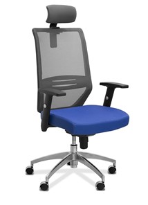 Кресло для персонала Aero с подголовником, сетка/ткань TW / черная/ синяя в Архангельске