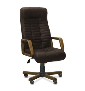 Офисное кресло Атлант W, экокожа премиум / тёмно-коричневая CN1113/ дерево - орех в Архангельске