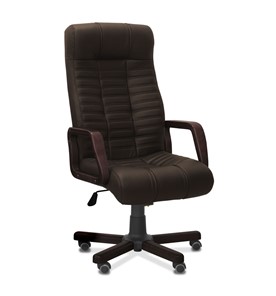 Офисное кресло для руководителя Атлант W, экокожа премиум / тёмно-коричневая CN1113/ дерево - венге в Архангельске
