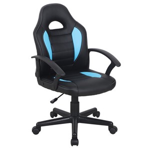 Офисное кресло BRABIX "Spark GM-201", экокожа, черное/голубое, 532505 в Архангельске