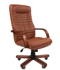Кресло CHAIRMAN 480 WD, экокожа, цвет коричневый в Архангельске