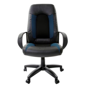 Офисное кресло Brabix Strike EX-525 (экокожа черная/синяя, ткань серая, TW) в Архангельске